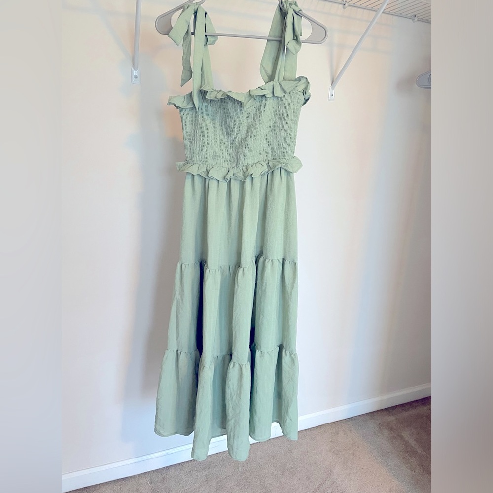 Sage green, size small, maxi dress